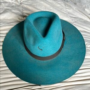 Teal Wide Brim Hat with Black Band